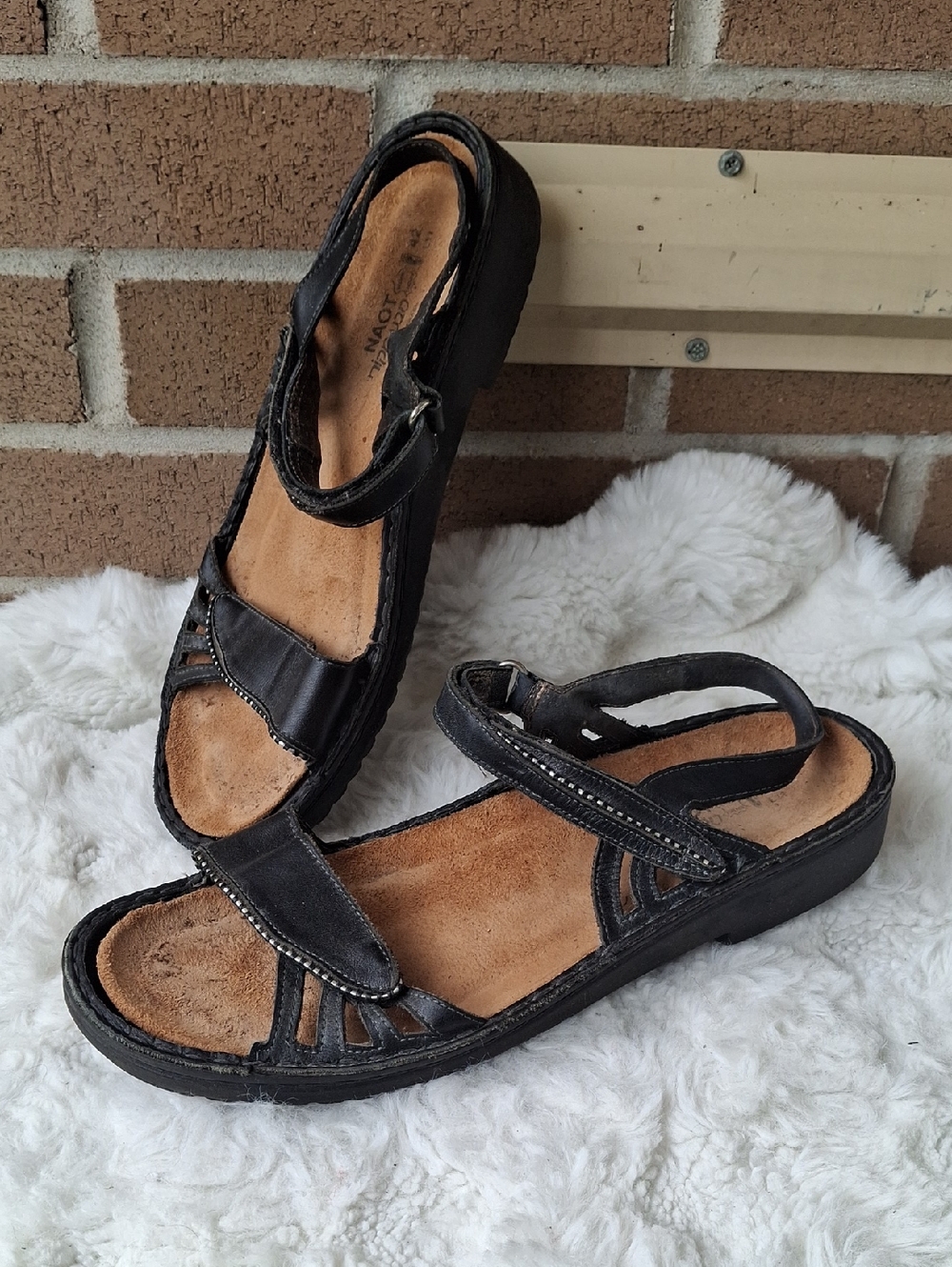 Naot Black Leather Strappy Sandals | Made in Israel | Size 42 / US 11